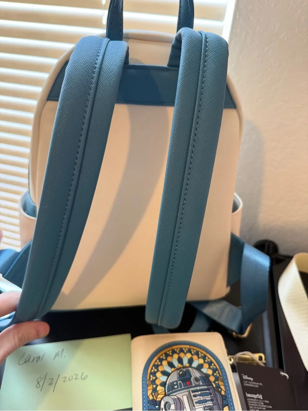 Loungefly Star Wars R2-D2 Cream and Blue Mini Backpack with Wallet